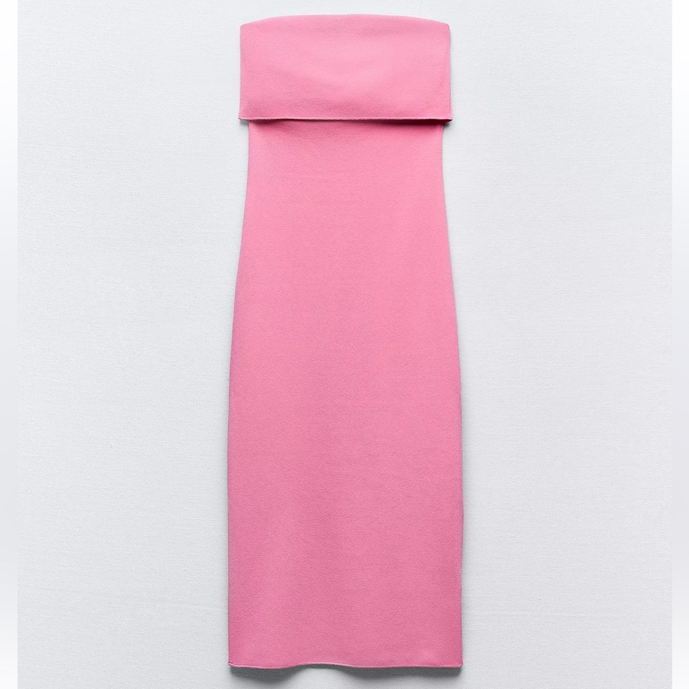 Zara Strapless Pink Midi Dress
